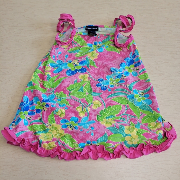 GIRLS RALPH LAUREN SWIMSUIT COVER-UP DRESS PINK HAWAII PATTERN SIZE 5 - Picture 1 of 6
